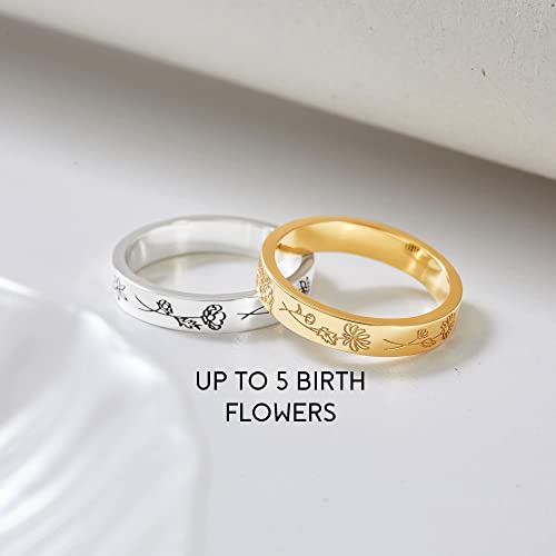 Personalized Birth Month Flowers Ring