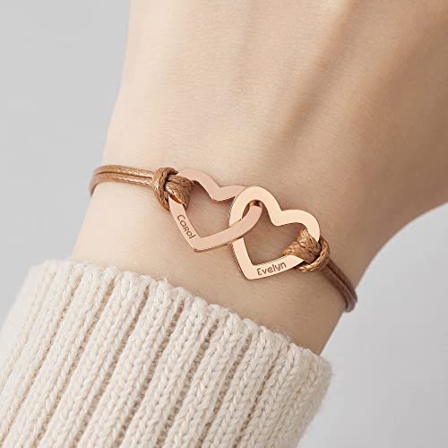 Double Heart Name Bracelet