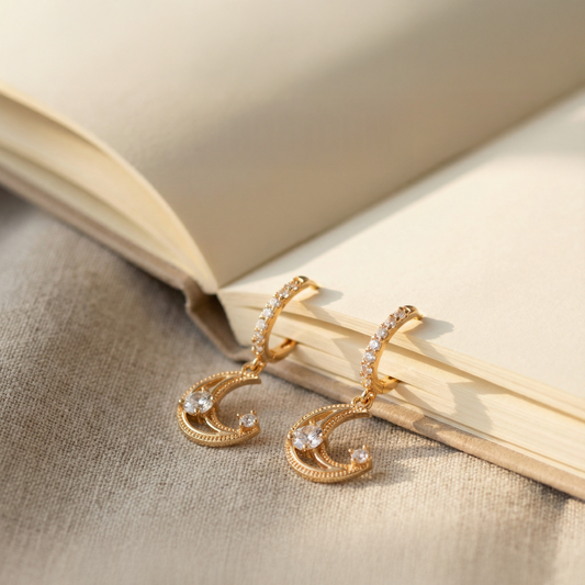 Crescent Moon Hoop Earrings