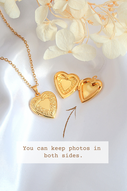 Vintage Heart Photo Locket - 24K Gold Plated Keepsake Necklace