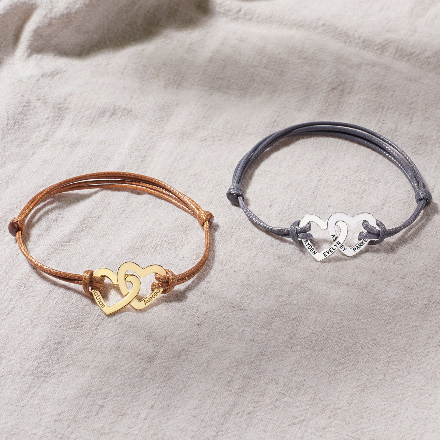 Double Heart Name Bracelet