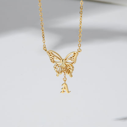 Butterfly Initial Necklace