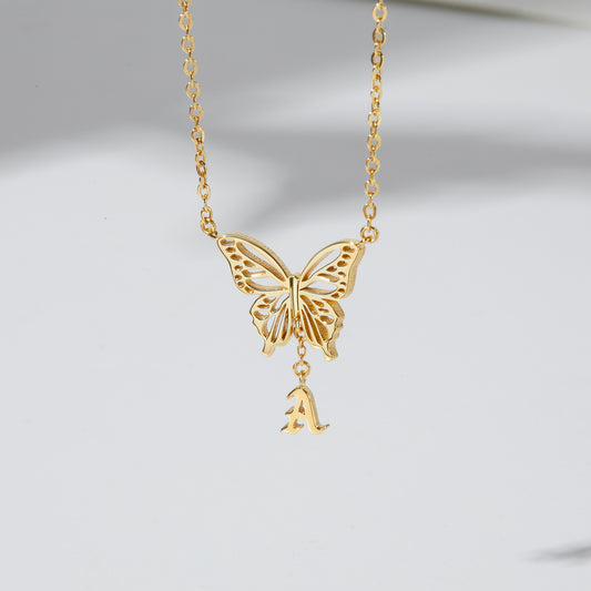 Butterfly Initial Necklace