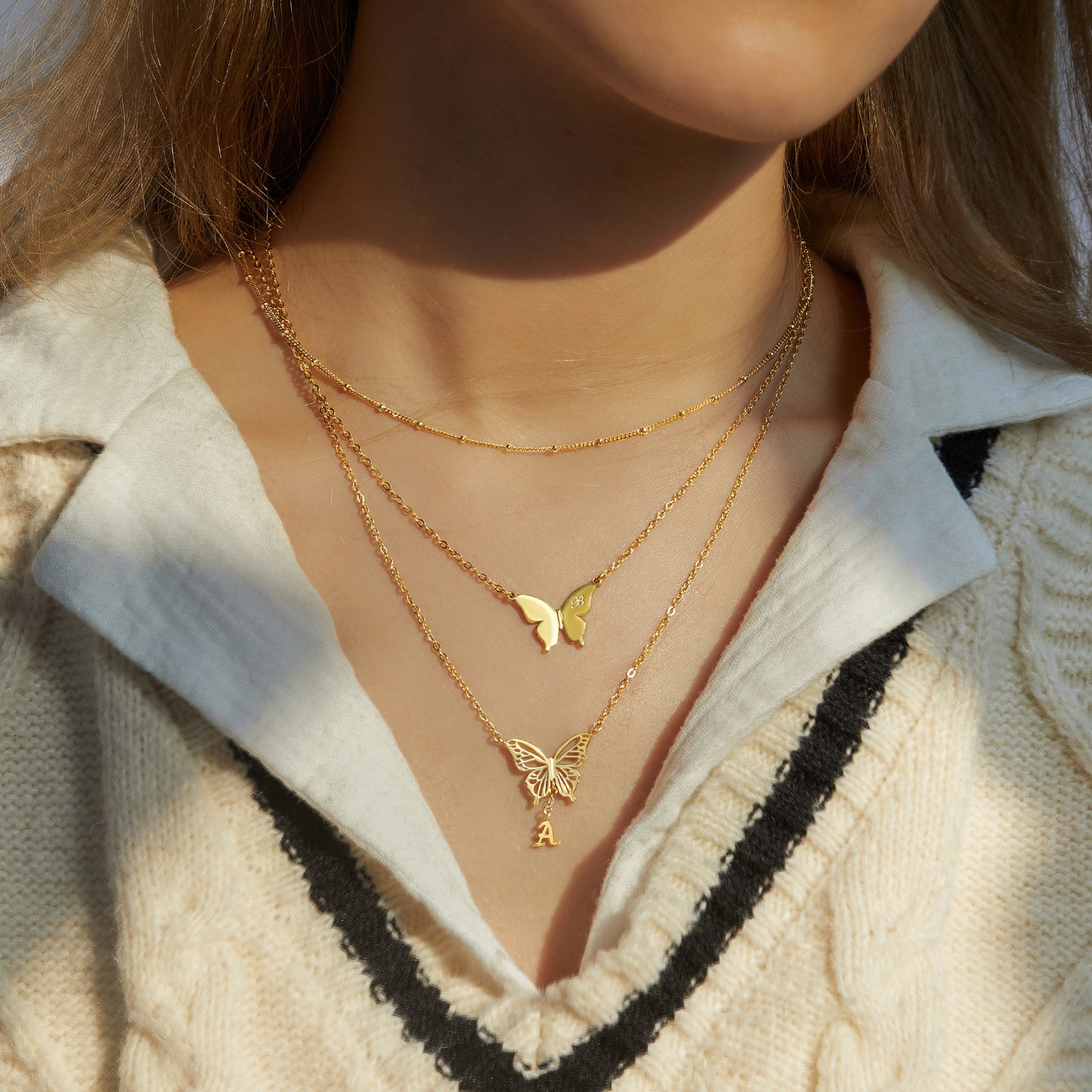 Butterfly Initial Necklace