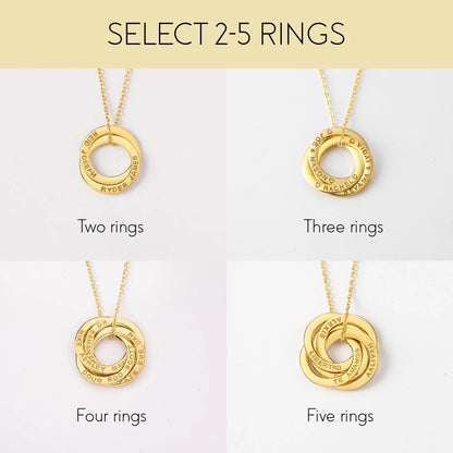 Interlocking Russian Rings Necklace with Custom Names