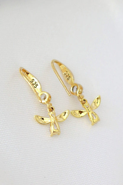 24K Gold Bee Earrings with Sparkling Crystals