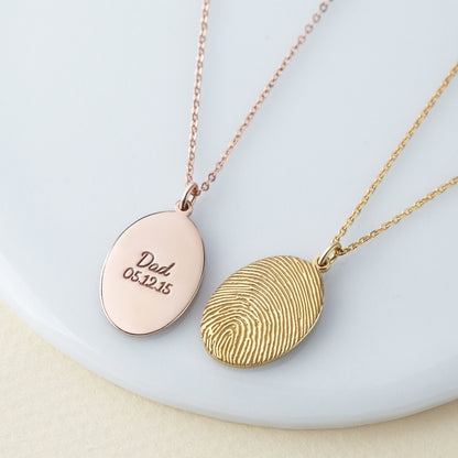Real Fingerprint Necklace with Custom Name