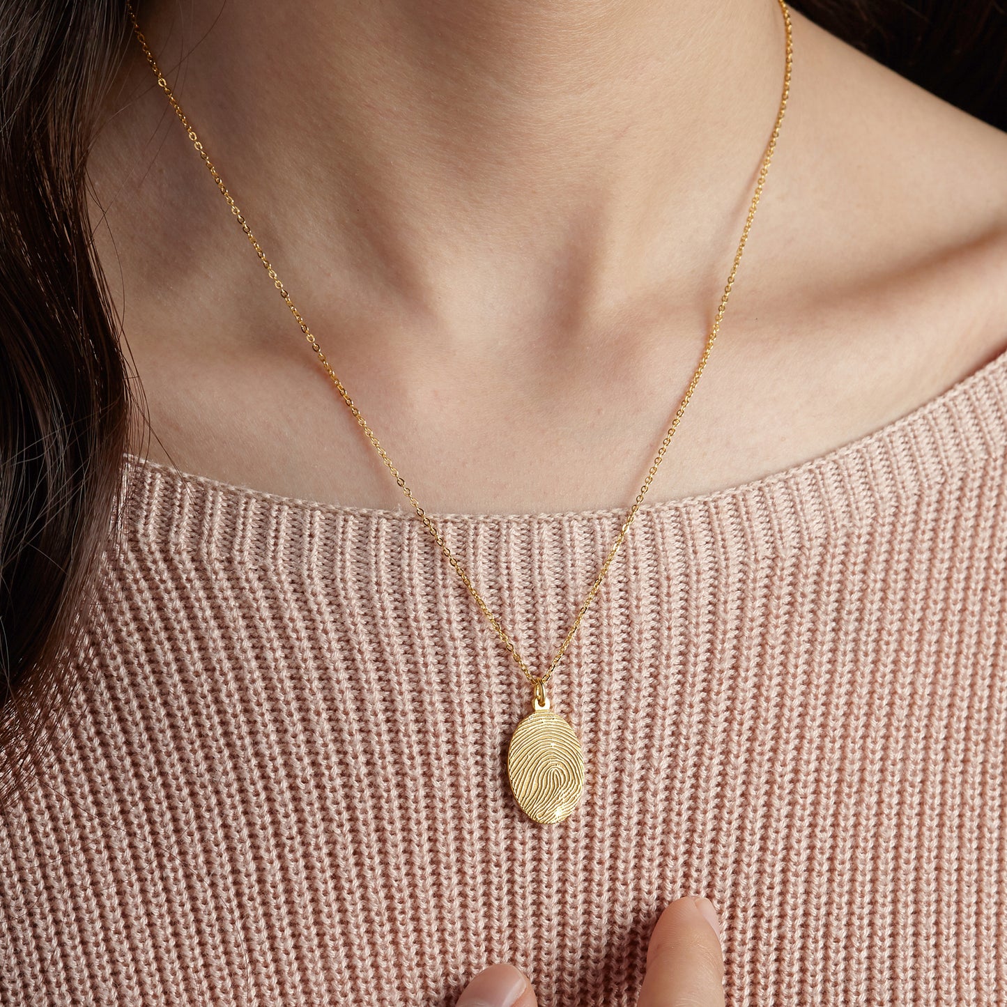 Real Fingerprint Necklace with Custom Name