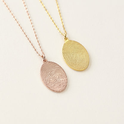Real Fingerprint Necklace with Custom Name