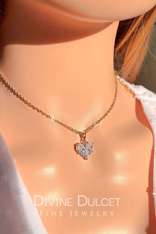 Dazzling Heart Crystal Necklace - 24K Gold Plated Swedish Jewelry