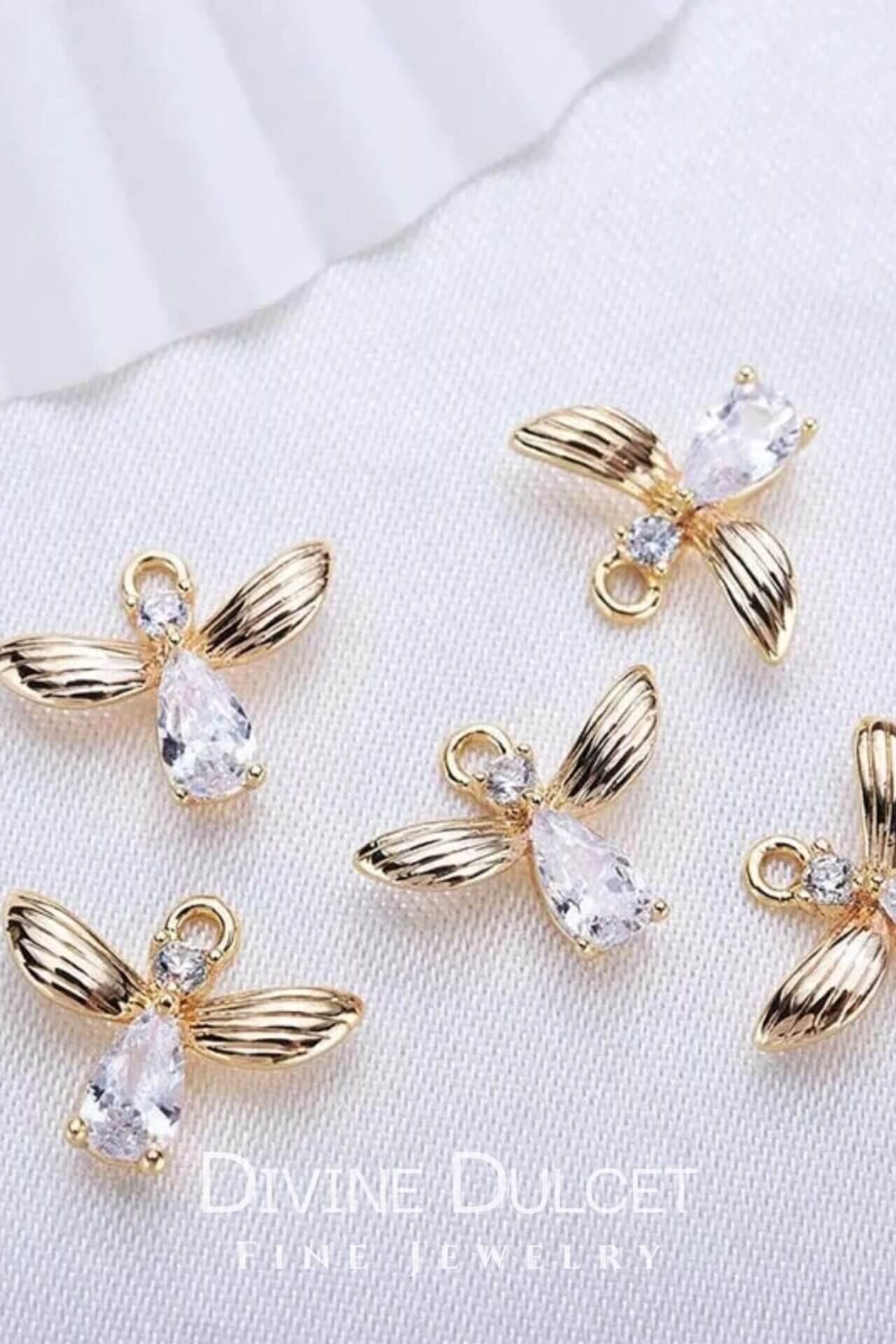 24K Gold Bee Earrings with Sparkling Crystals