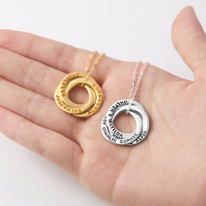 Interlocking Russian Rings Necklace with Custom Names