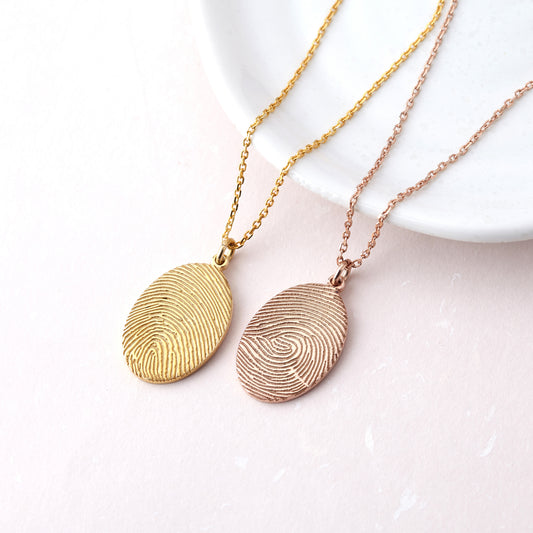 Real Fingerprint Necklace with Custom Name