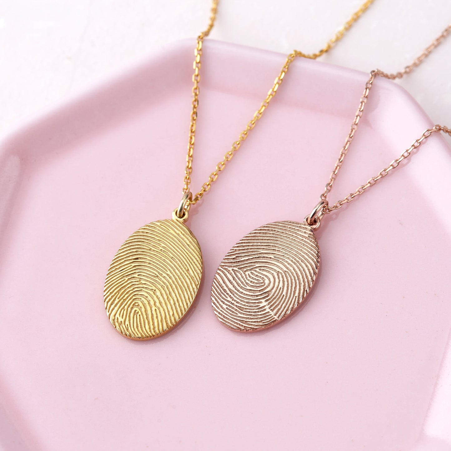 Real Fingerprint Necklace with Custom Name