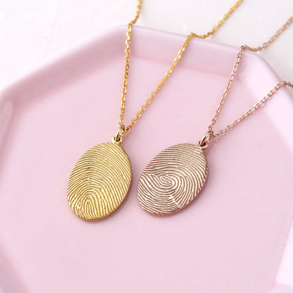 Real Fingerprint Necklace with Custom Name