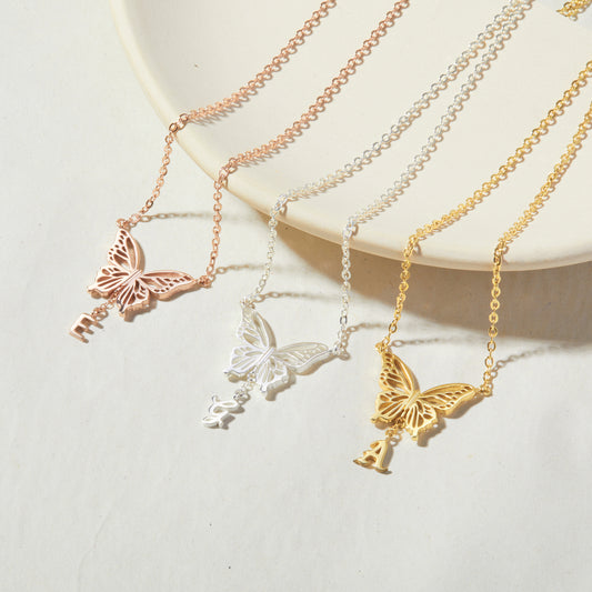 Butterfly Initial Necklace